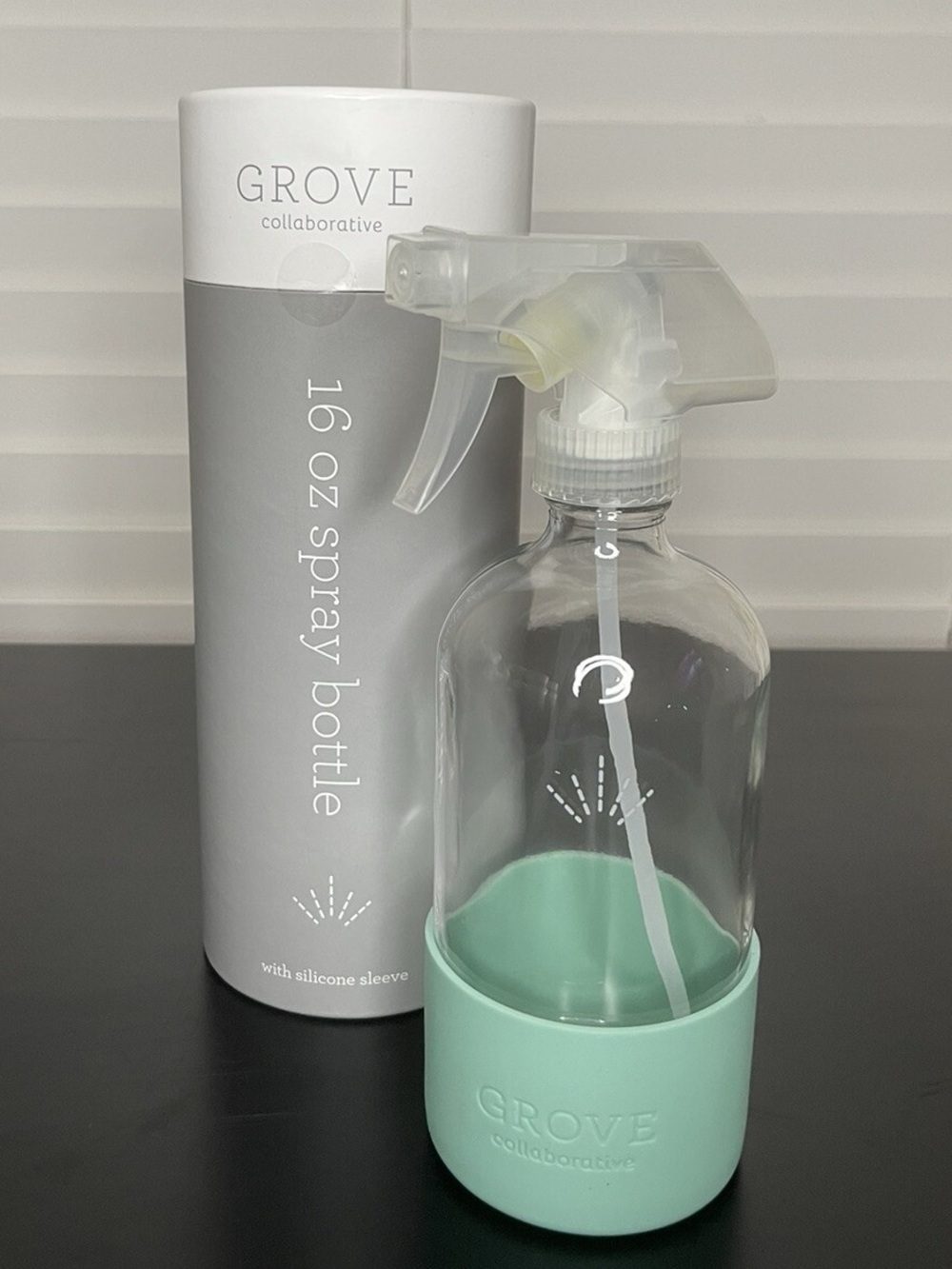 Grove Collaborative Mint Glass Spray Bottle with Silicone Sleeve
